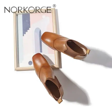 复古棕色切尔西靴商品大图