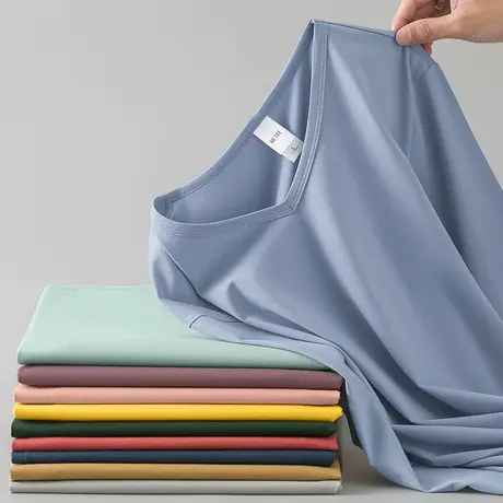 莫代尔长袖t恤男潮牌V领秋季小衫纯色上衣服潮流内搭打底衫体恤衫商品大图