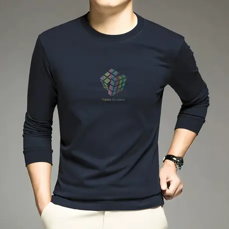 重磅纯棉t恤男长袖保暖加绒加厚摇粒绒内搭打底衫潮流全棉秋衣服图片