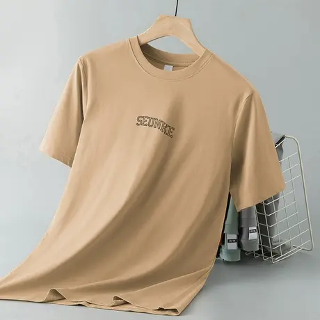 液氨丝光棉短袖t恤男装圆领上衣服冰丝凉感速干体恤抗皱免烫半袖商品大图