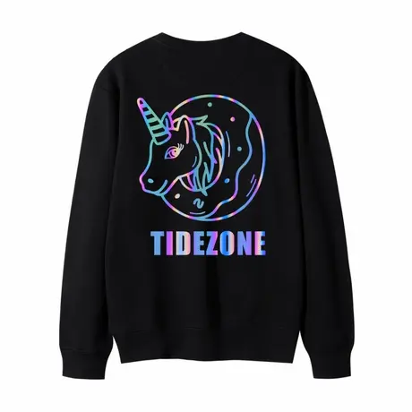 卫衣女2023新款独角兽反光网红炸街潮牌嘻哈宽松套头圆领学生上衣商品大图