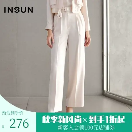 恩裳春季时尚简约醋酸垂感高腰阔腿裤女直筒宽松休闲裤商品大图