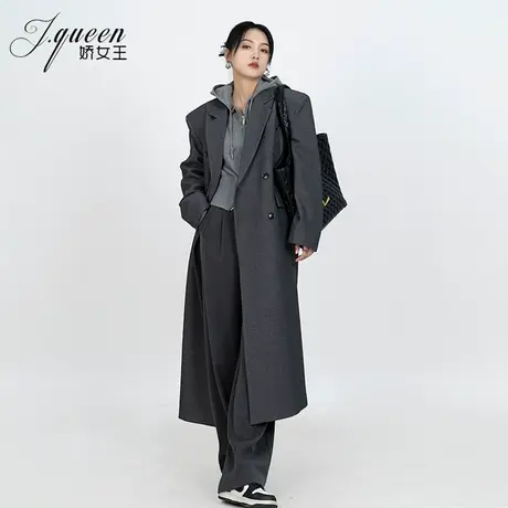 西装大衣女加厚2023年秋季新款复古网红欧货宽肩阔版长款风衣外套图片