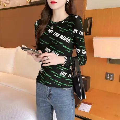 欧洲站2023年早秋季新款t恤长袖上衣服百搭秋冬女装打底衫欧货潮图片