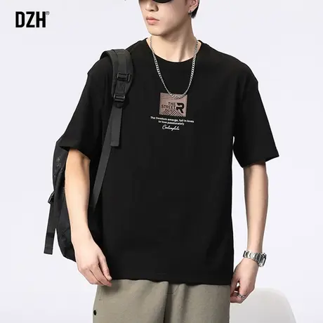 男士纯棉爆款t恤潮牌黑色短袖男2023新款半袖男款夏季男装体恤衫商品大图