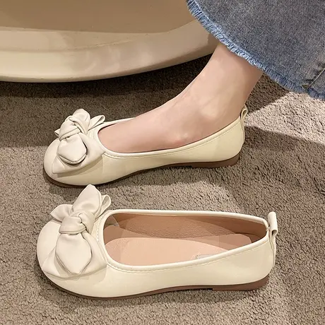 平底鞋女2023年新款春季浅口单鞋孕妇软底豆豆鞋女软皮蛋卷鞋女鞋商品大图