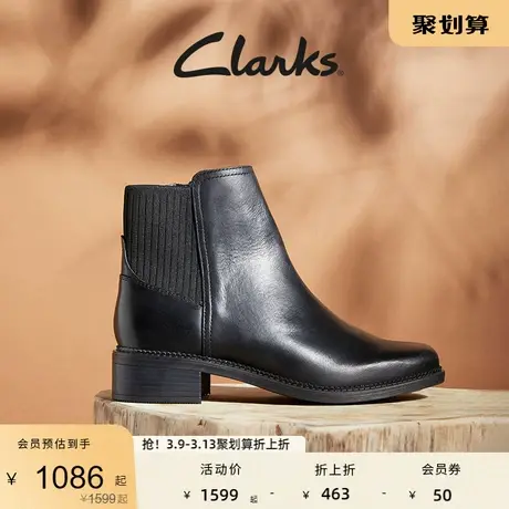 Clarks其乐安可拉红女靴时尚复古潮流舒适真皮靴子及踝靴烟筒靴图片