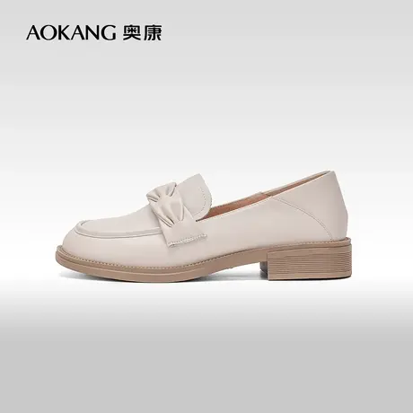 【门店发货】奥康女鞋 春秋季平底单鞋时尚百搭小皮鞋真皮图片