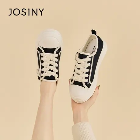 Josiny/卓诗尼休闲厚底帆布鞋2023夏季新款百搭溶解鞋时尚小白鞋商品大图