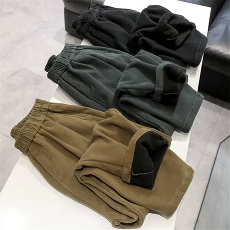 加绒加厚！秋冬洗水棉高腰休闲萝卜裤女宽松高腰小脚哈伦九分裤潮图片