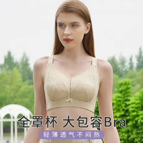 sharefun大胸显小全罩杯薄杯调整型内衣女聚拢软钢圈文胸商品大图
