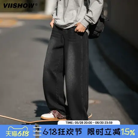 VIISHOW水洗牛仔裤男2025年春季新款日系潮牌复古做旧直筒长裤子商品大图