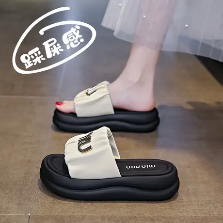 踩屎感超软厚底一字拖鞋女夏季外穿孕妇专用凉拖鞋防滑百搭凉鞋字图片