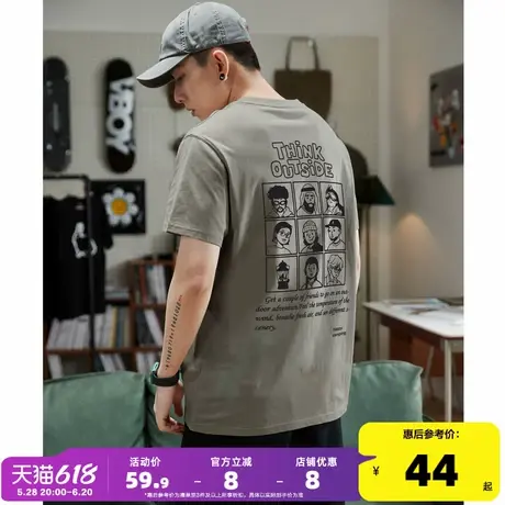 唐狮2025年春夏新款纯棉短袖t恤男潮后背印花休闲夏装上衣体恤商品大图