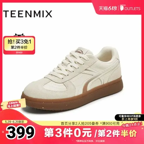 天美意2025秋新款商场同款休闲T字头经典复古女德训鞋CEL21CM5图片