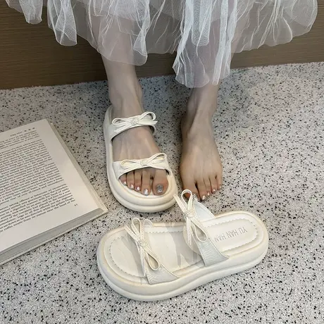 法式厚底拖鞋女2025年新款夏季配裙子高级感凉拖鞋配裙子沙滩鞋子商品大图