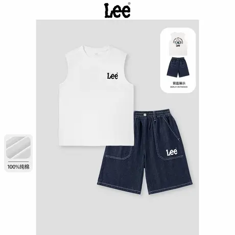 Lee童装男童套装2025新款帅气时髦男孩纯棉背心儿童夏季牛仔短裤图片