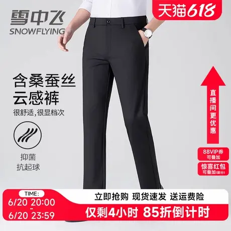 雪中飞2025年春夏新款男士商务休闲西裤弹力宽松直筒薄款凉感长裤商品大图