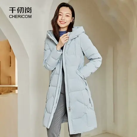 千仞岗秋冬通勤中长款蓬松柔软简约连帽加厚直筒显瘦纯色羽绒服女商品大图