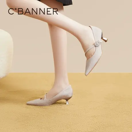 千百度玛丽珍鞋秋季新款水晶高跟鞋约会宴会细跟优雅时尚单鞋图片