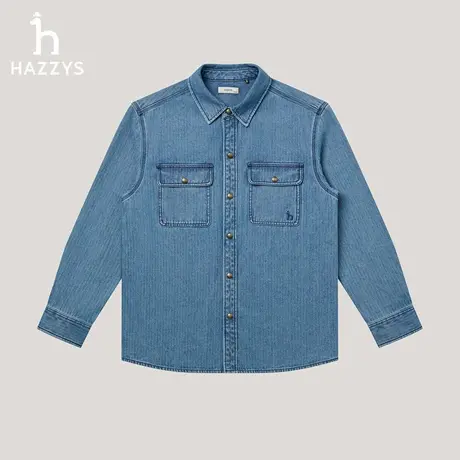 【商场同款】HAZZYS哈吉斯2025秋季新品男装衬衫休闲潮流长袖上衣商品大图