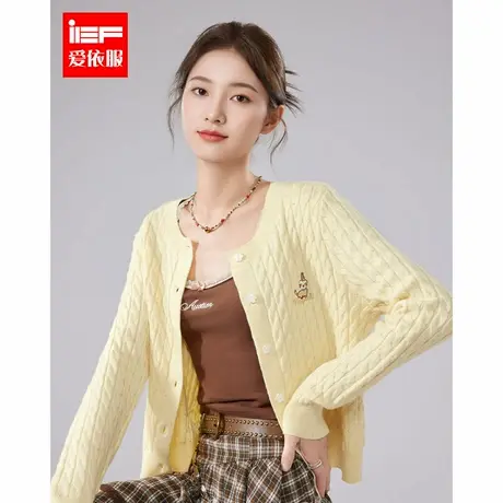 IEF/爱依服2025夏秋新款法式温柔小女人气质麻花辫百搭毛织外套商品大图