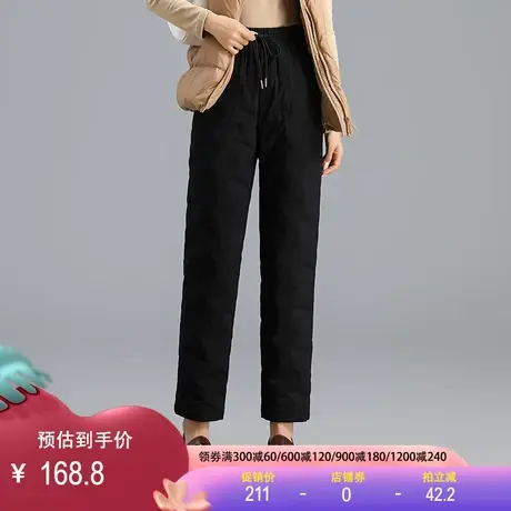 羽绒裤女2023冬新款白鸭绒加厚保暖休闲直筒裤系带宽松外穿棉裤商品大图