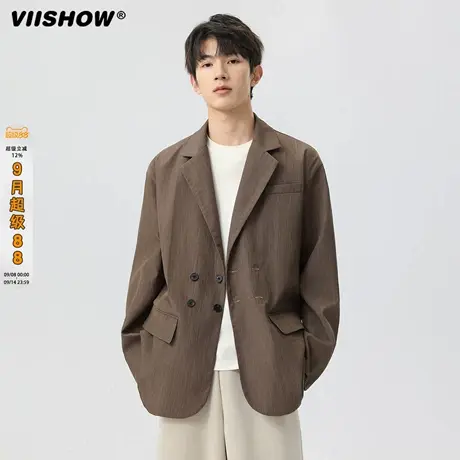 VIISHOW休闲小西装修身制服简约宽松秋装2025年新款西服外套男士商品大图