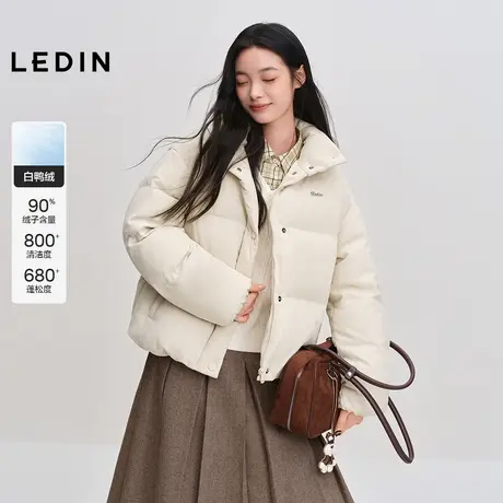 乐町灯芯绒面包羽绒服女装2025年冬季新款短款经典方格保暖外套商品大图