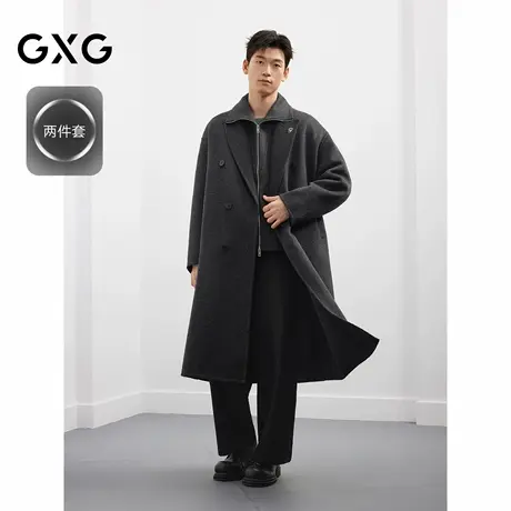 【两件套】GXG男装高级感长款羊毛大衣外套25年冬新款 G25D264001图片