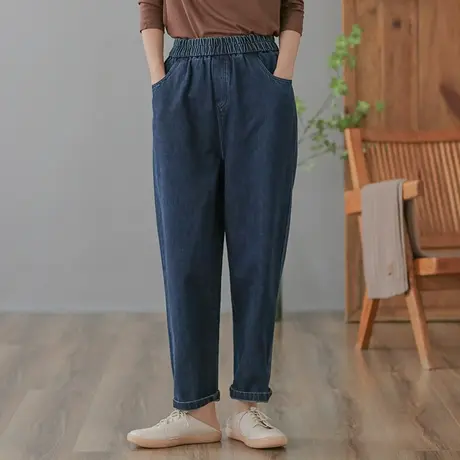 dza 高腰显瘦宽松阔腿牛仔裤女春秋休闲长裤直筒哈伦裤百搭复古裤图片