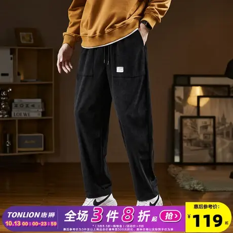 唐狮2023秋冬新款灯芯绒裤子男款休闲裤韩版简约运动长裤子潮牌商品大图