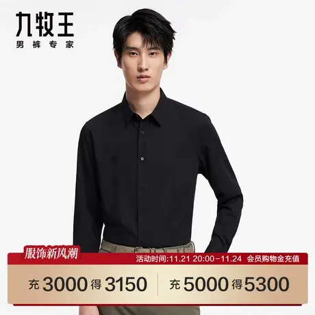 [商场同款]九牧王男装JC1C40717正装长袖衬衫23春季绣花上衣SN商品大图