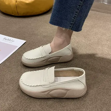 一脚蹬厚底医护士小白鞋子女不累脚上班工作鞋防滑软底孕妇妈妈鞋商品大图