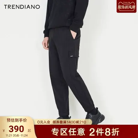 TRENDIANO官方男装冬季新款粗斜纹休闲长裤男士商品大图