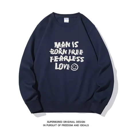 美式复古街头设计感字母印花圆领宽松长袖卫衣男2023新款秋季上衣图片