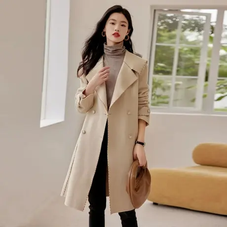 时尚气质长款毛呢大衣商品大图