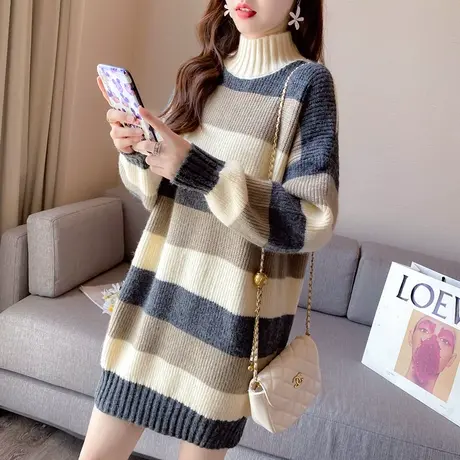 毛衣2024新款女装春秋季春装春款女士高领加绒中长款外穿打底衫潮商品大图