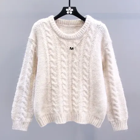 温柔系软糯麻花毛衣女秋冬2023新款宽松慵懒风外穿加厚打底针织衫图片