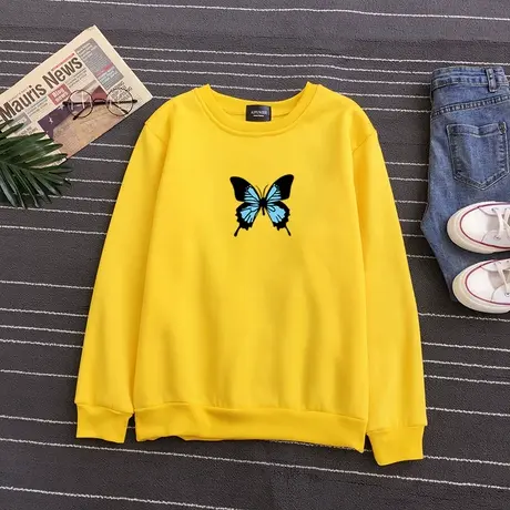 2024新款秋冬韩版学生纯色加绒加厚女情侣卫衣ins潮宽松打底上衣商品大图