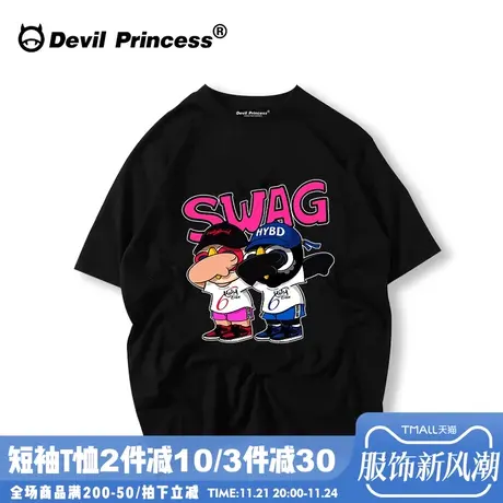 欧美嘻哈原宿风涂鸦t恤短袖女ulzzang学生宽松BF大码ins半袖情侣商品大图