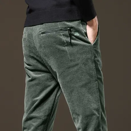 冬季厚款灯芯绒裤子男士休闲长裤直筒宽松百搭中年爸爸灯草绒冬装商品大图