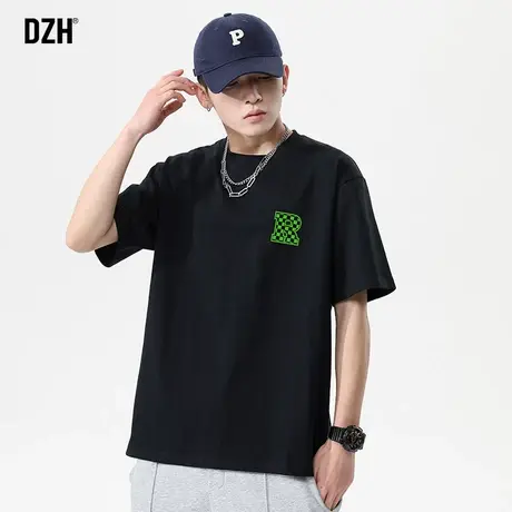 男士黑色短袖潮牌基础款t恤男夏季薄款宽松上衣男装2024新款衣服商品大图