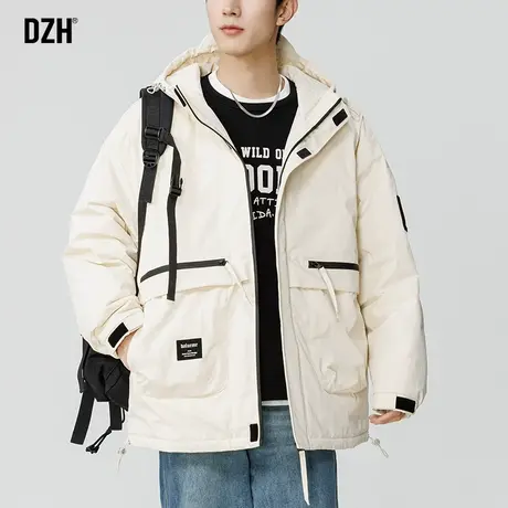 男士杏色工装外套男冬棉服2024年新款加厚保暖美式棉衣防水冲锋衣商品大图