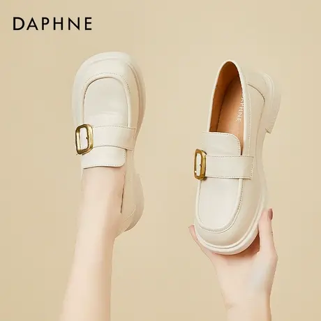 达芙妮软底单鞋女2022新款春款一脚蹬超软网红平底白色小皮鞋春鞋图片