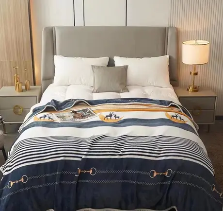 梦洁【自播秒杀】法兰绒毯办公室午睡毛毯保暖毯子 棋盘格1.5m图片