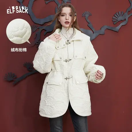 【空姐昕怡专享】妖精的口袋中长款立领棉服女2023冬季新款商品大图