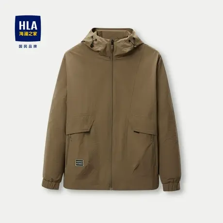 HLA/海澜之家抽绳连帽清新夹克24春夏新字母小标纯色休闲风外套男图片