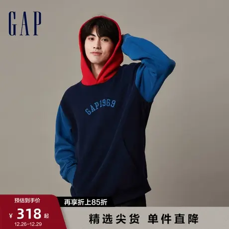 Gap男装冬季新款碳素软磨抓绒保暖宽松卫衣时尚运动上衣841204图片