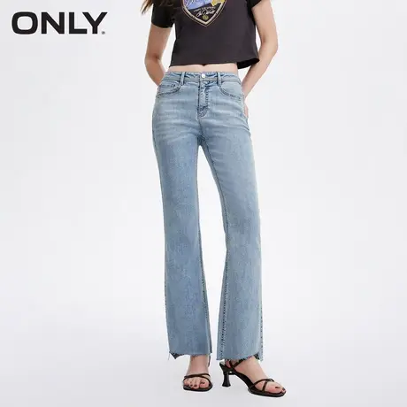 ONLY奥莱夏季休闲百搭毛边高腰微喇裤九分牛仔裤女商品大图